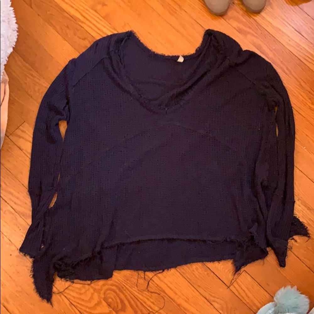 Free people navy distressed sweater